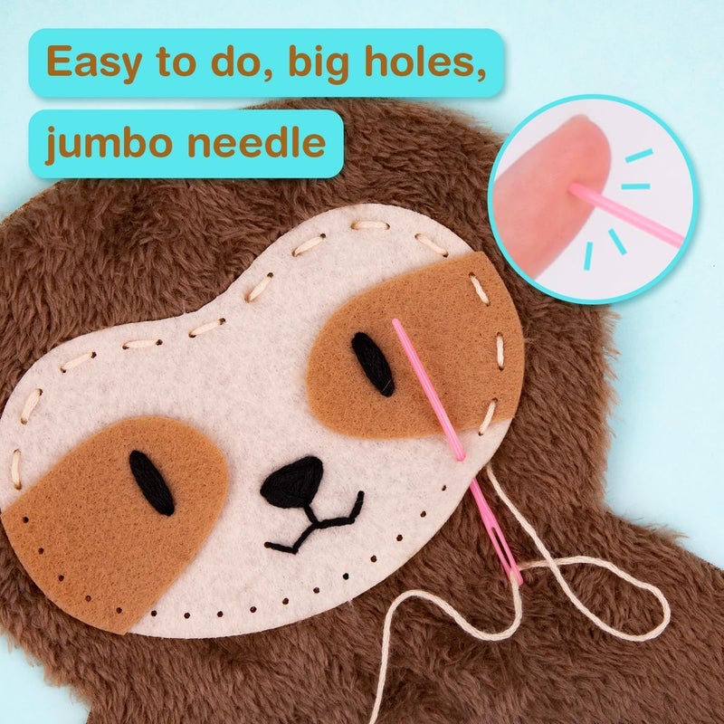 Avenir My First Sewing Kit for Beginner Ages 6+ I Premium Plush Big DIY Animals I Child-Safe Tools for Easy Crafting Fun I Motor Skills & Wiggle Stuff Stitching Creativity I Skill Gift for Boys & Girl - Image 2